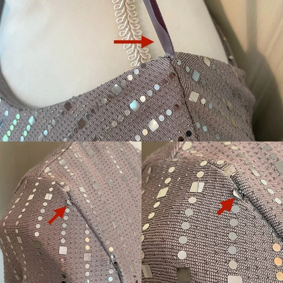 Crystal Sky Gray Metallic Style Long Sleeve Open Back Dress Women’s Small NWT - Picture 10 of 16